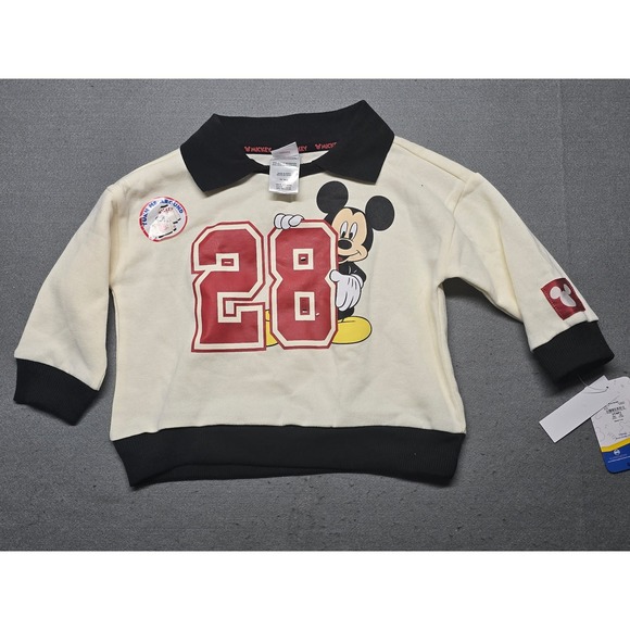 Disney Other - Disney Mickey Mouse Kids 2T Off White Rugby Sweatshirt Long Sleeve Pullover NEW